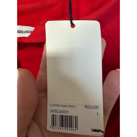 Zadig And Voltaire NWT Clipper Camo Skull Hoodie Sweatshirt Red Size Large - Picture 7 of 10